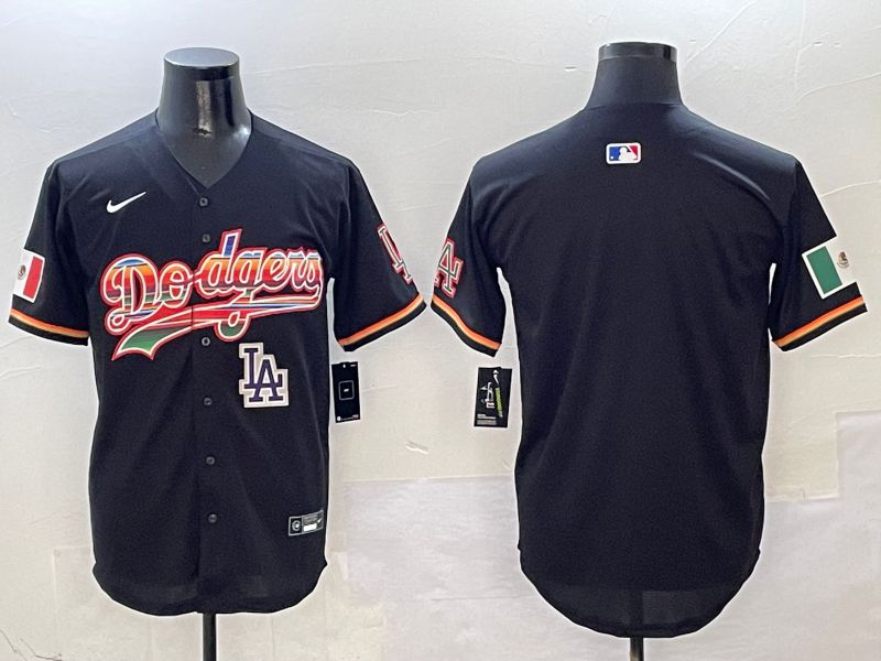 Men Los Angeles Dodgers Blank Black rainbow Nike 2025 MLB Jersey style 6
